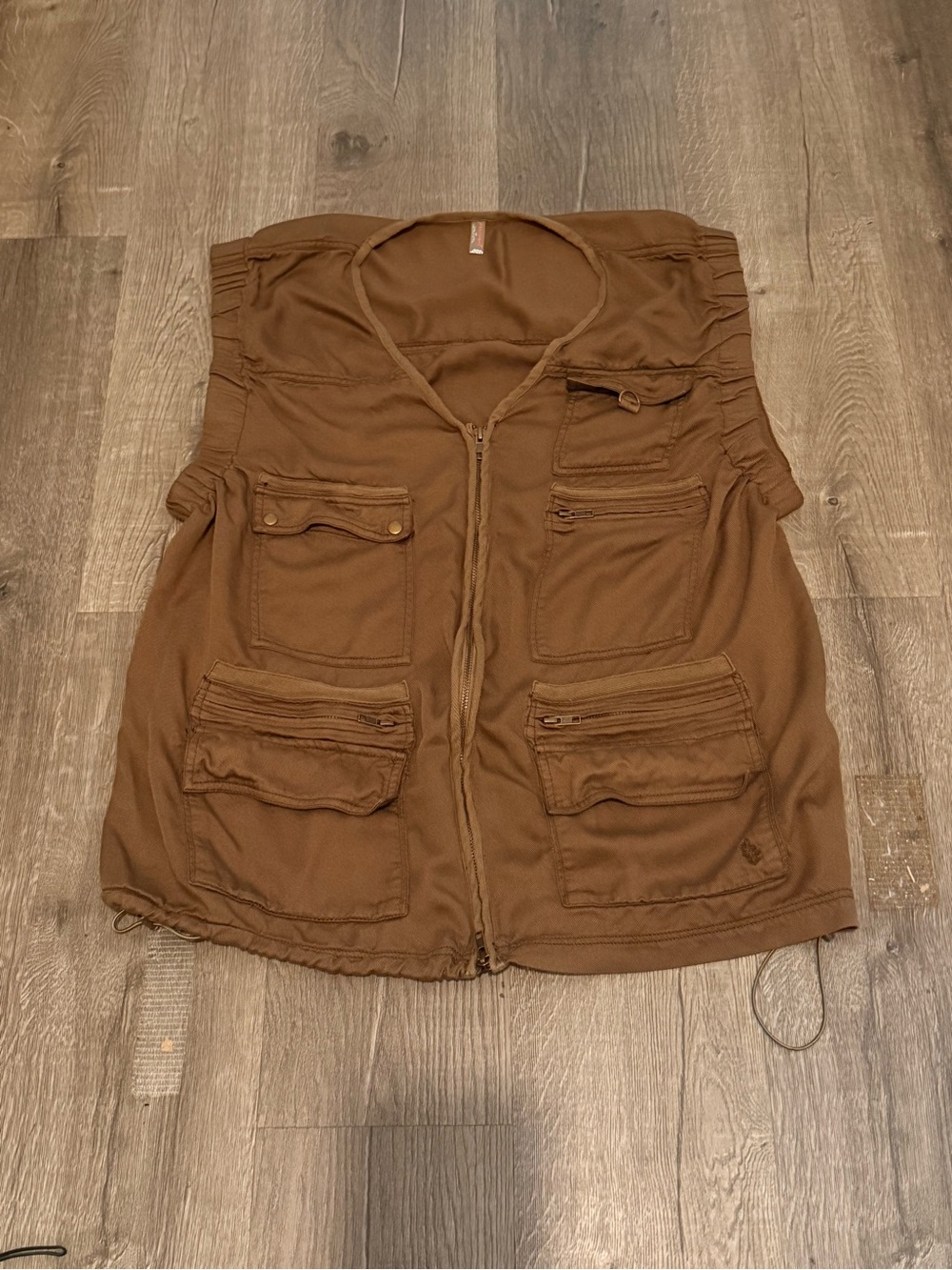 Free People Movement women's Brown Utility Vest Jacket Casual Pocketed Outerwear